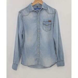 Chewingum Denim Western Shirt Women's Chambray Long Sleeve‎ Size Medium